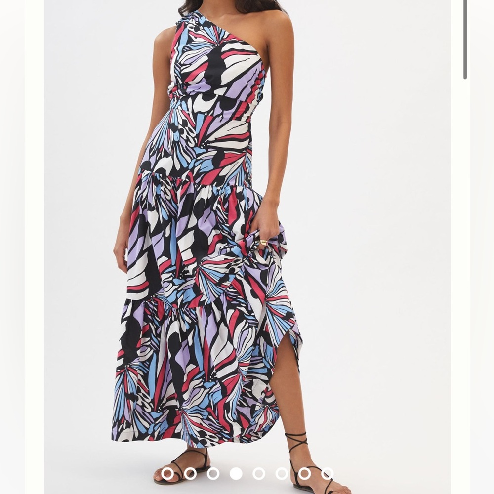 Anthropologie Maeve One-Shoulder Printed Midi Dress Size 6 - Picture 1 of 7